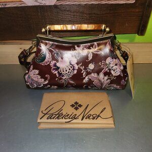 New! Patricia Nash European Floral Tapestry Leather Satchel With Tags